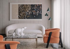 3 Module Paan Floor Lamp with Leather and Brass