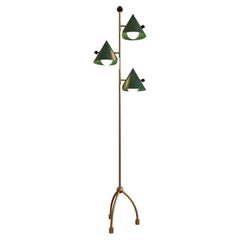 Lampadaire Paan 3 modules en cuir et laiton