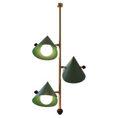 3 Module Alternate Paan Hanging Lamp with Leather and Brass