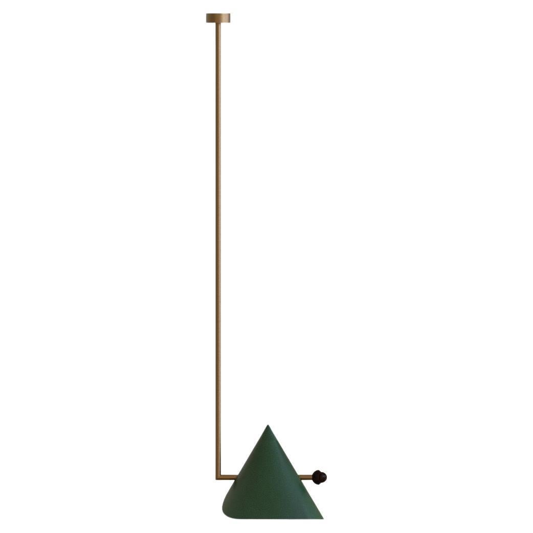 L-shaped Paan Pendant Light with Leather and Brass For Sale