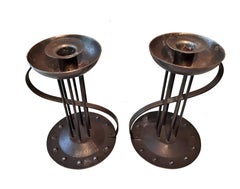Paar Kerzenleuchter Hugo Berger Schmalkalden, Eisen, vers 1905