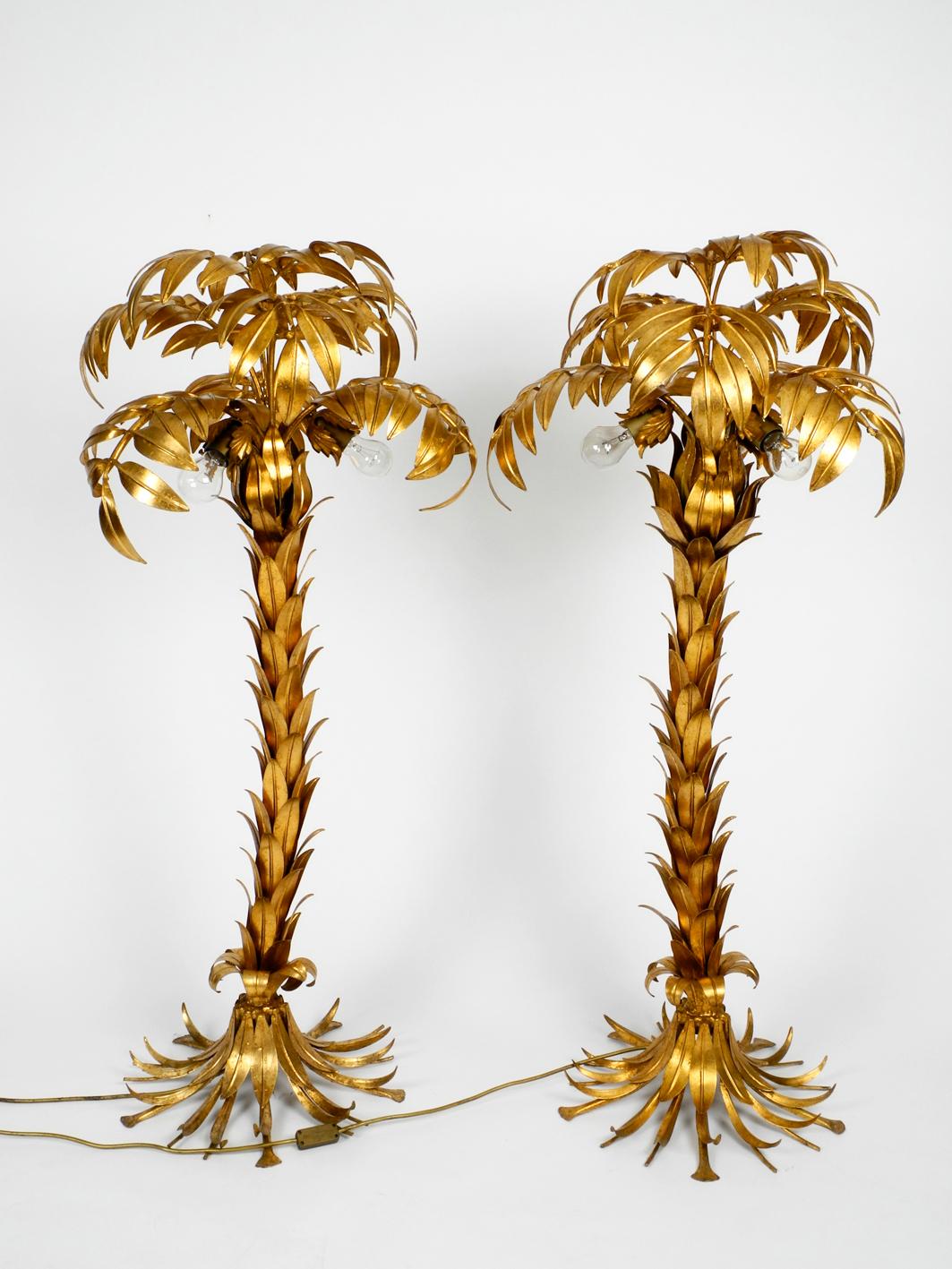 Paar of Beautiful 1980s Original Brass Palm Floor Lamp by Hans Kögl 4