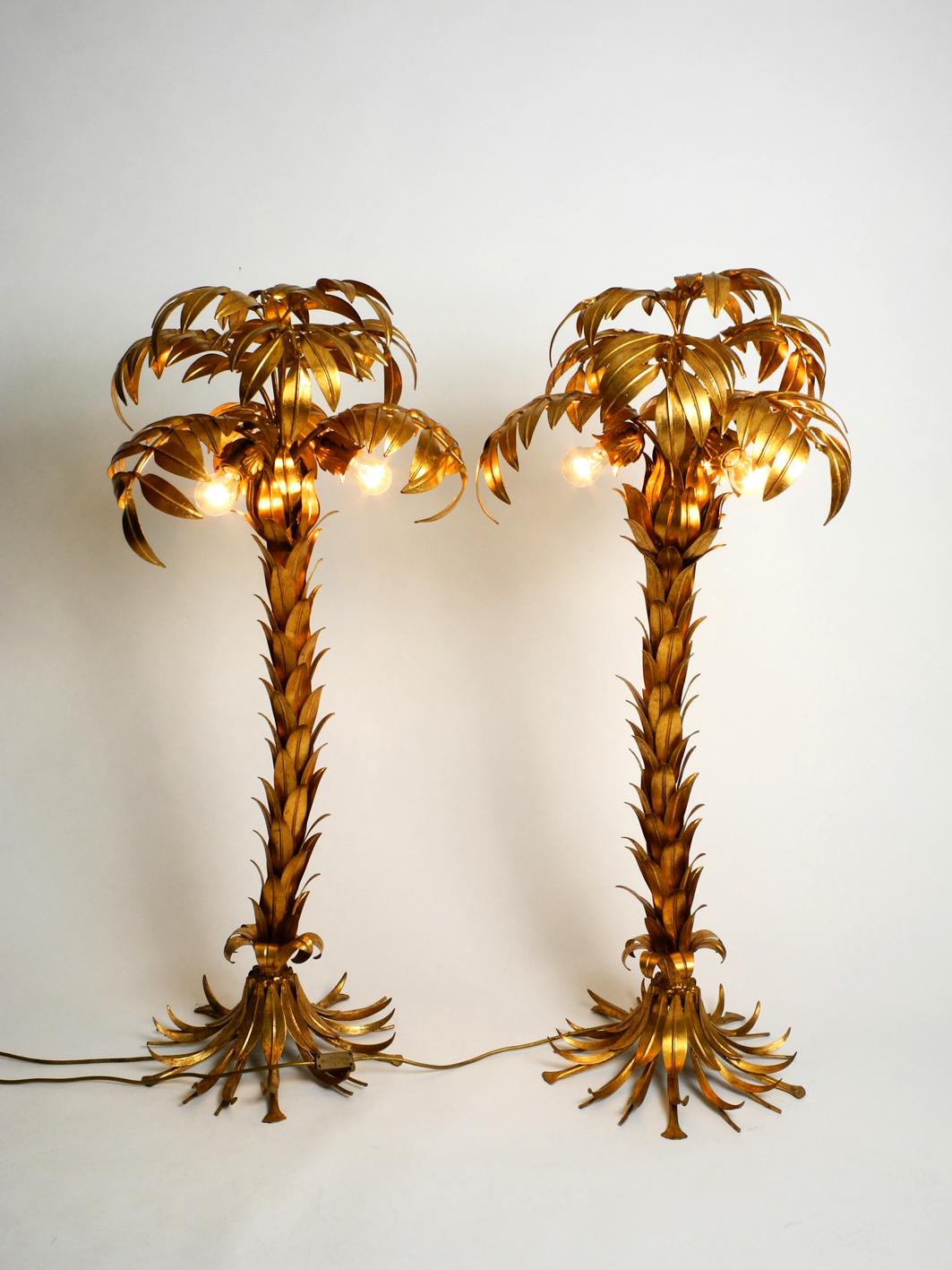 Paar of beautiful 1980s original brass palm floor lamp by Hans KöglaPair of beautiful 1970s original brass palm floor lamp by Hans Kögl. Great design for very pleasant light. Very high quality workmanship with many nice details. Very good vintage
