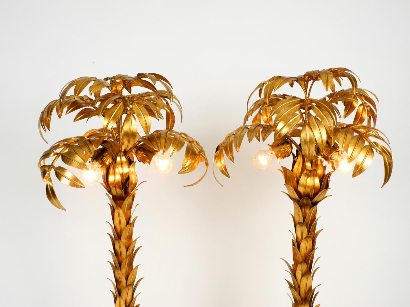 German Paar of Beautiful 1980s Original Brass Palm Floor Lamp by Hans Kögl