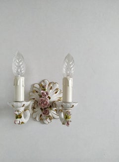 Paar of Italian Vintage Porcelain Wall Lights Sconces
