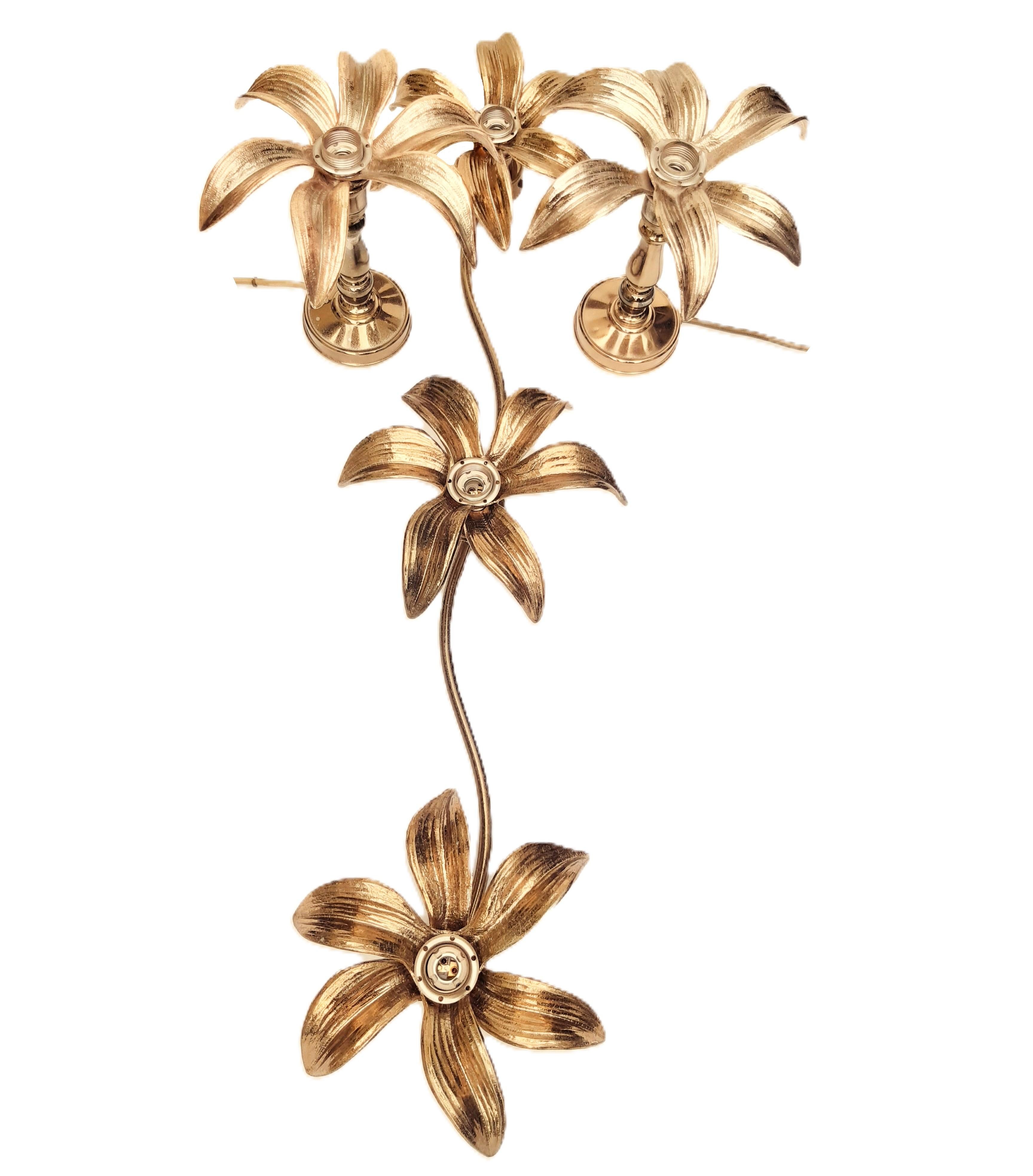 Paar Regency-Stil Messing Tischlampen + Deckenleuchte Willy Daro f. 70er MASIVO en venta 7