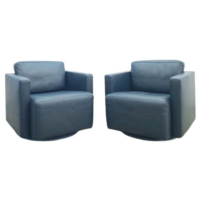 Paar Walter Knoll “Nelson” Armlehnstühle – Blau, Sehr Guter Zustand