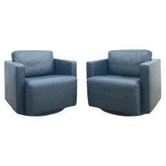 Vintage Paar Walter Knoll “Nelson” Armlehnstühle – Blau, Sehr Guter Zustand