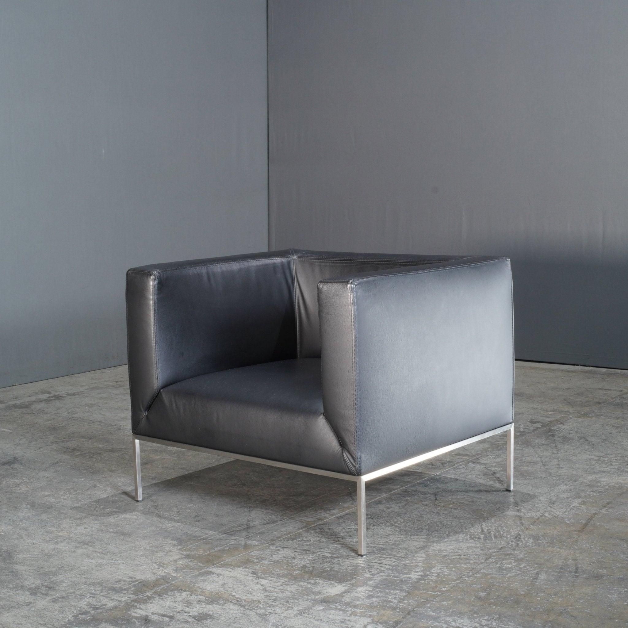Indian Paari Design Black Leather Armchair For Sale