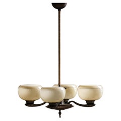 Lampadario '1376' di Paavo Tynell per Taito in ottone e vetro, Finlandia, anni '30