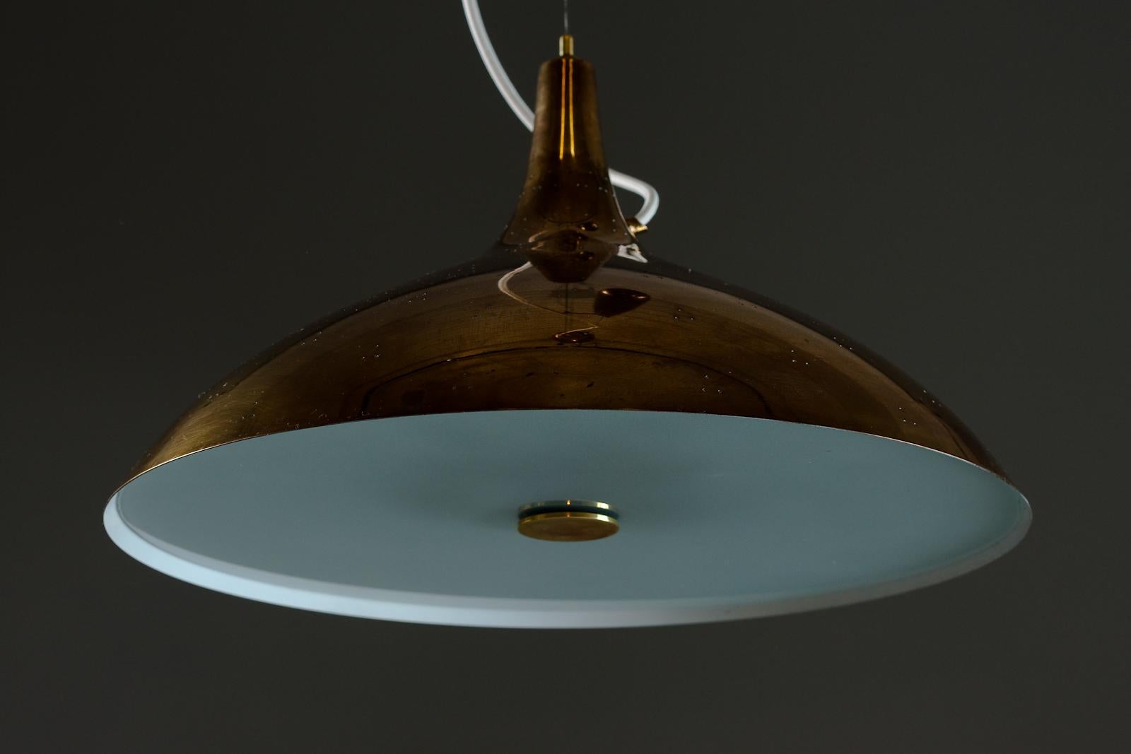 Finnish Paavo Tynell, 1950s A1965 Counterweight Brass Pendant Lamp, Taito Oy