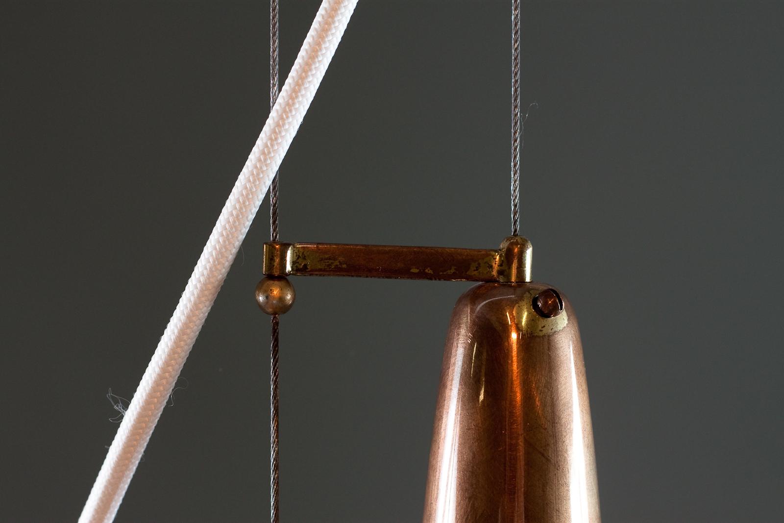 Mid-20th Century Paavo Tynell, 1950s A1965 Counterweight Brass Pendant Lamp, Taito Oy