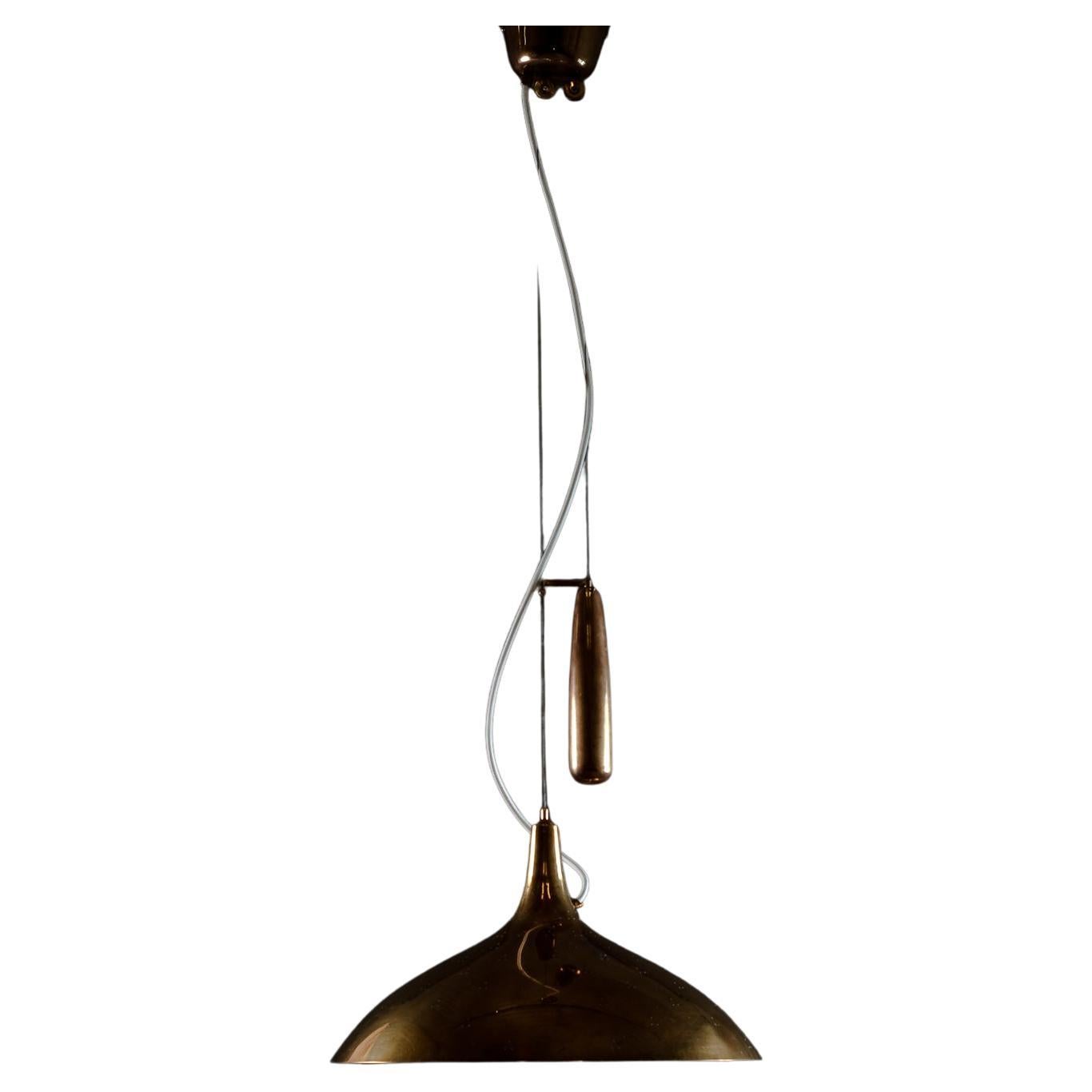 Paavo Tynell, 1950s A1965 Counterweight Brass Pendant Lamp, Taito Oy