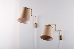 Paavo Tynell, 1950s pair of brass wall sconces model 9414 for Taito Oy