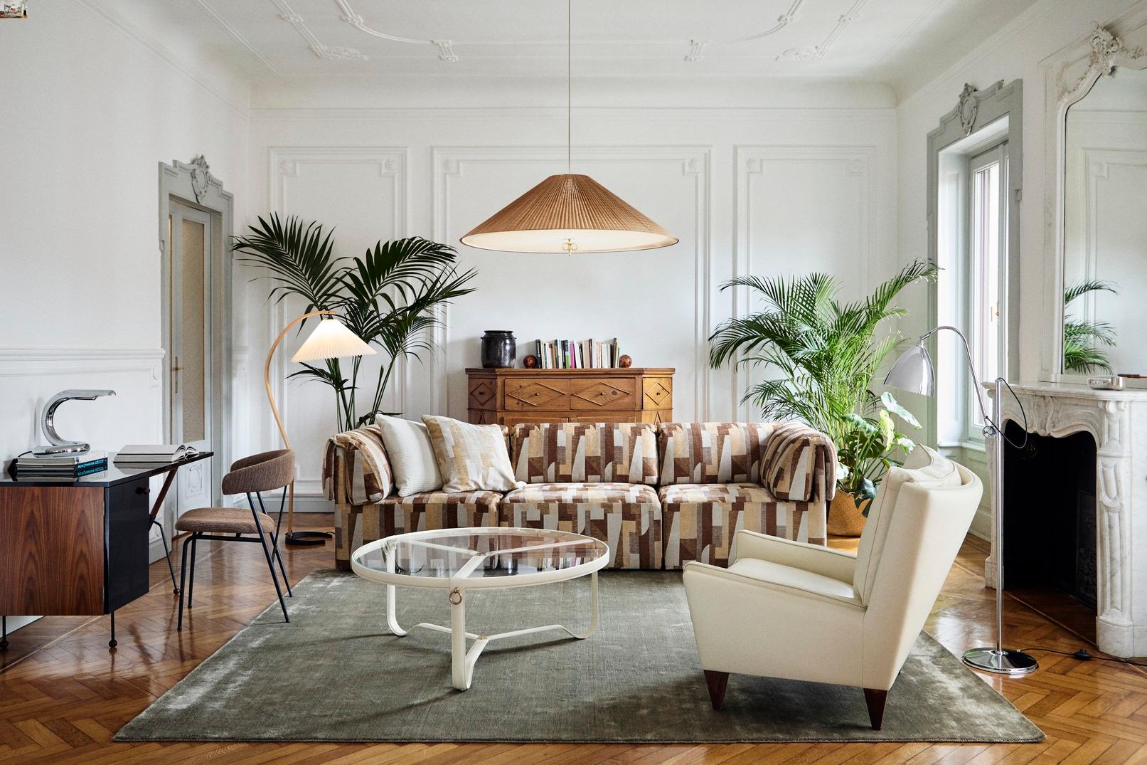 Contemporary Paavo Tynell 1972 Pendant Bamboo Shade Ø90 cm for GUBI For Sale