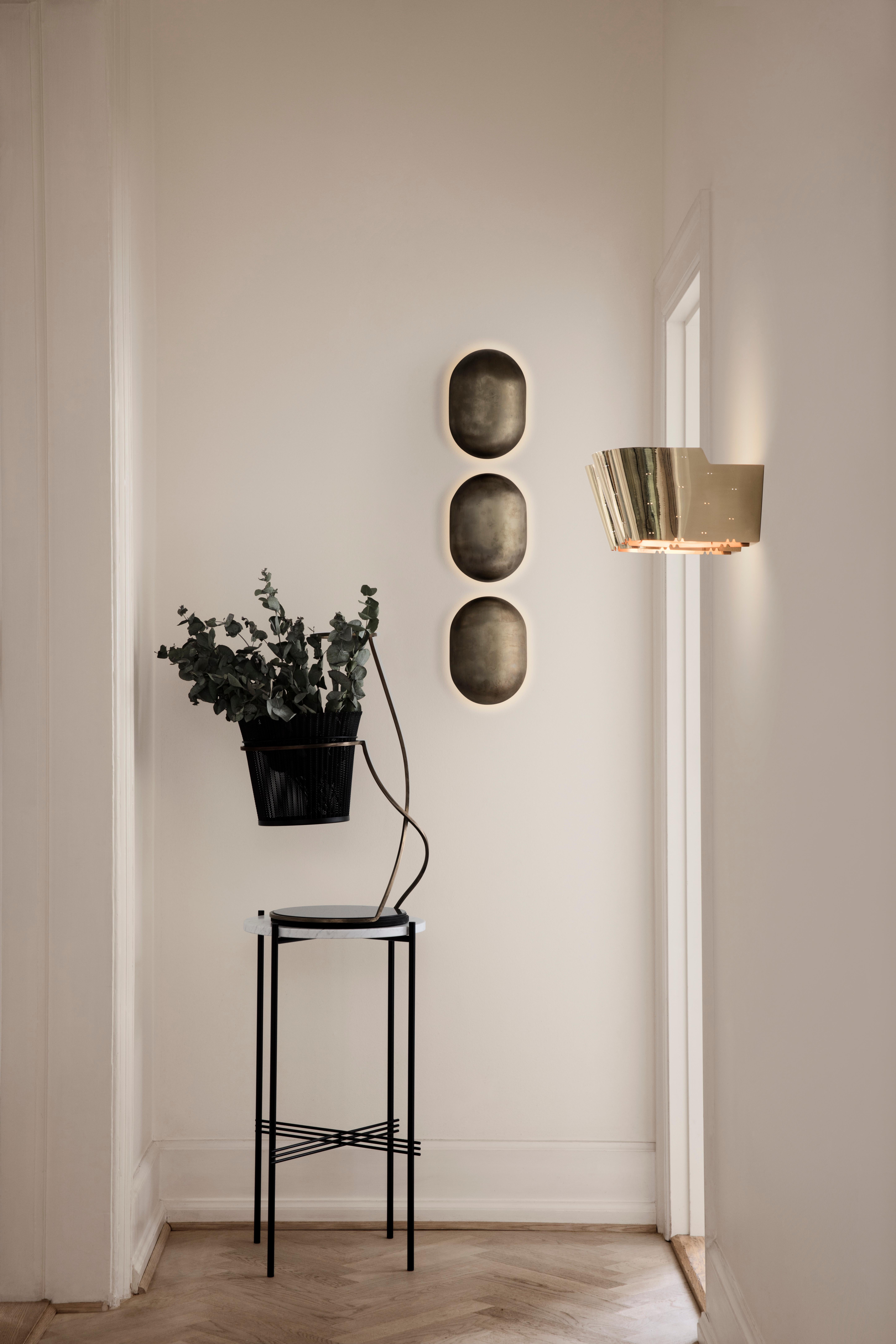 Finnish Paavo Tynell '9464' Perforated Brass and Glass Wall Light for GUBI For Sale