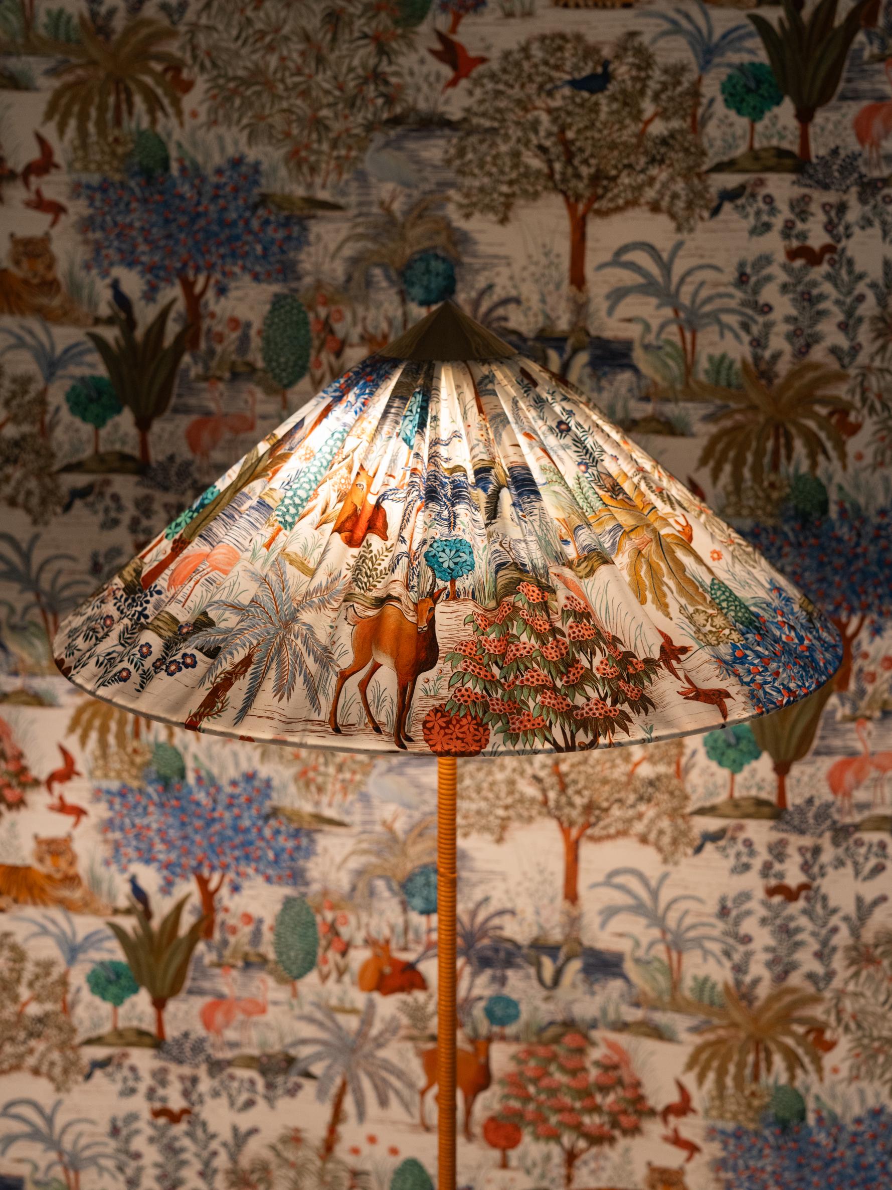 Paavo Tynell 9602 Floor Lamp Pierre Frey Shade for GUBI In New Condition For Sale In New York, NY