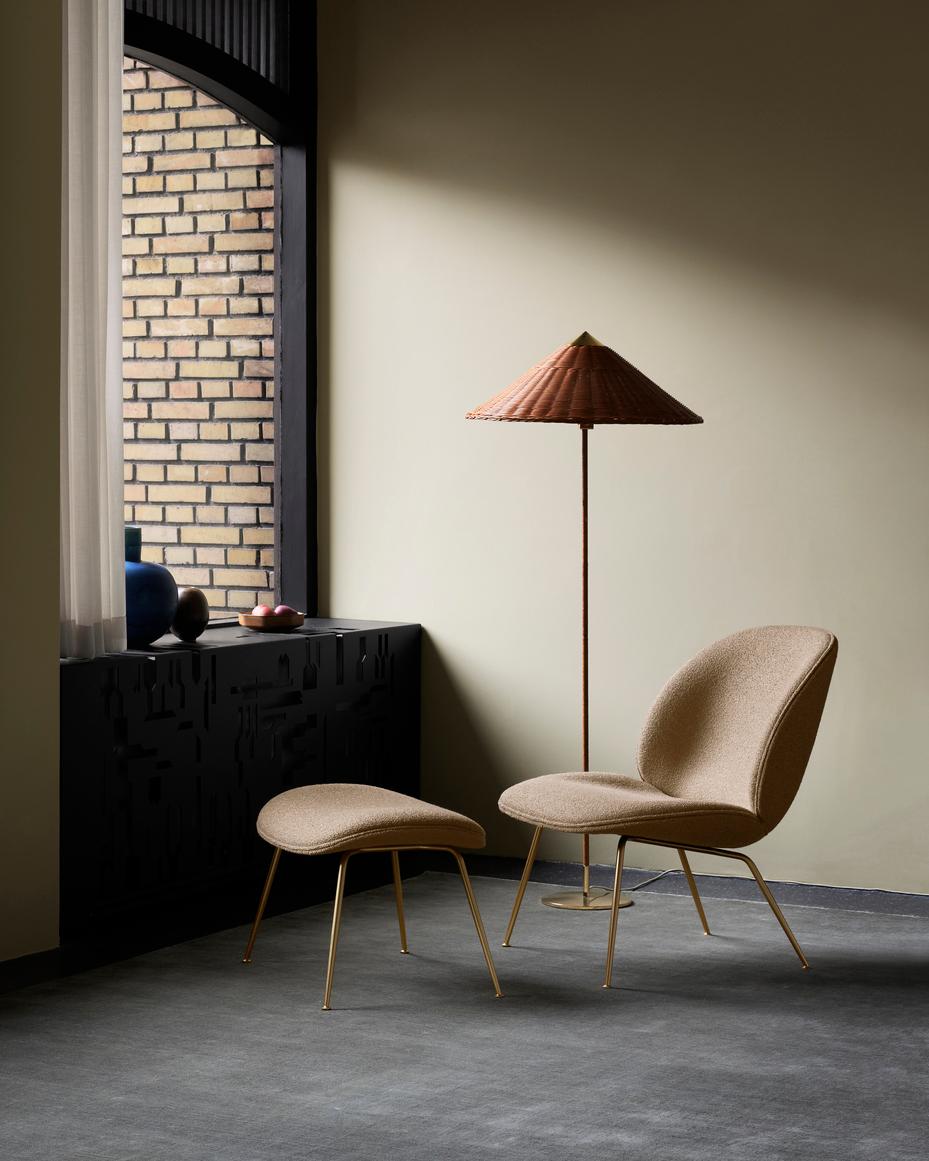 Lampadaire Paavo Tynell 9602 avec abat-jour en osier et saule pour GUBI Neuf - En vente à New York, NY
