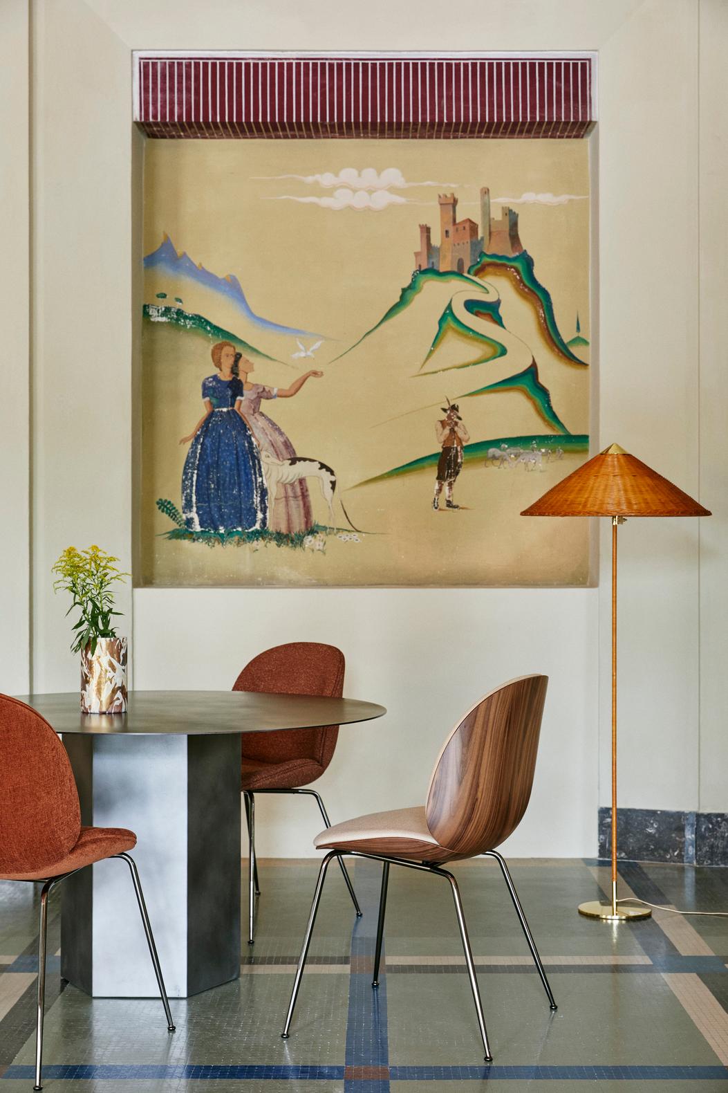 Osier Lampadaire Paavo Tynell 9602 avec abat-jour en osier et saule pour GUBI en vente