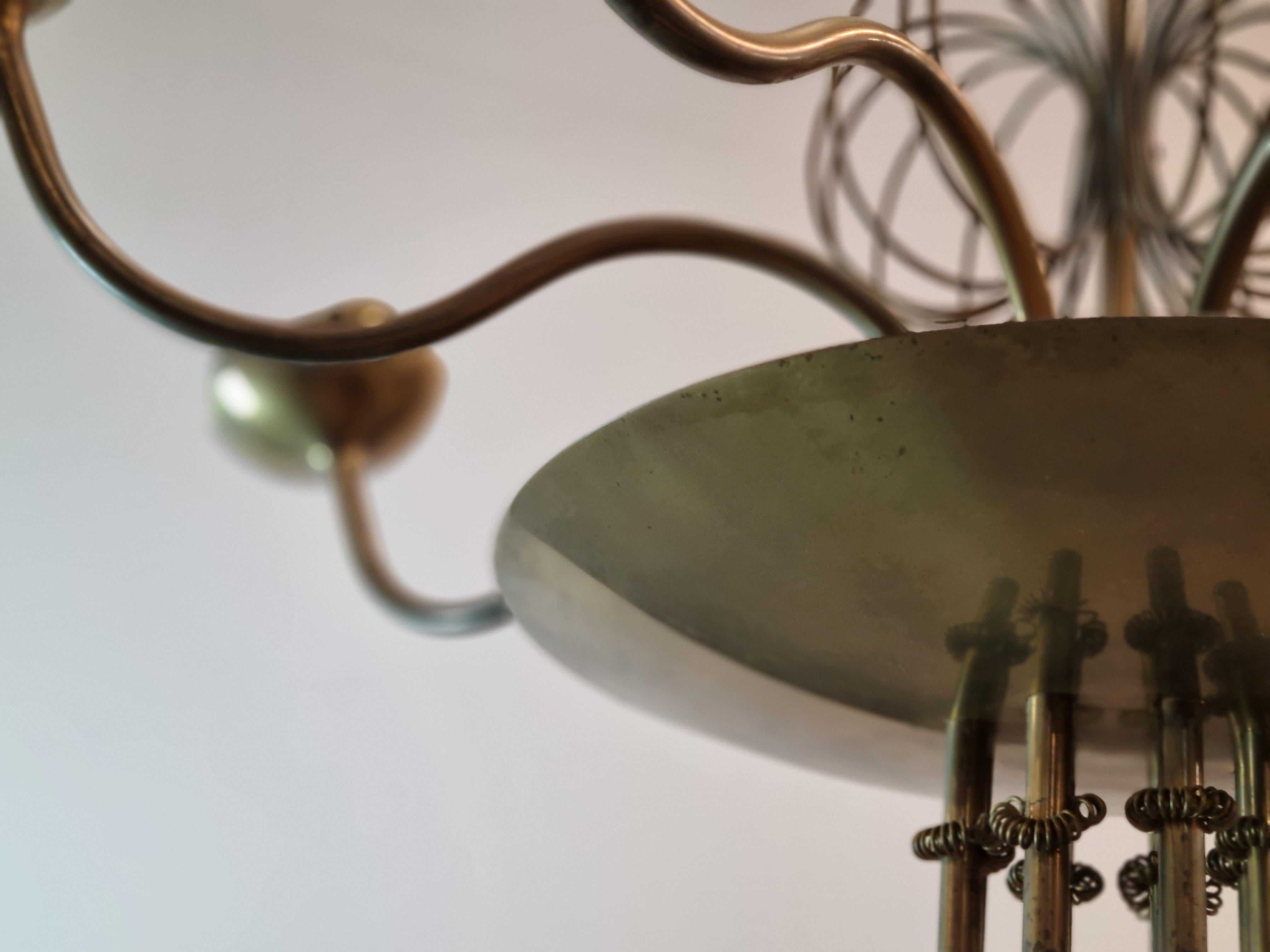Paavo Tynell Pair Of Commissioned Chandeliers, Brass & Glass, Taito Oy 1950s For Sale 8