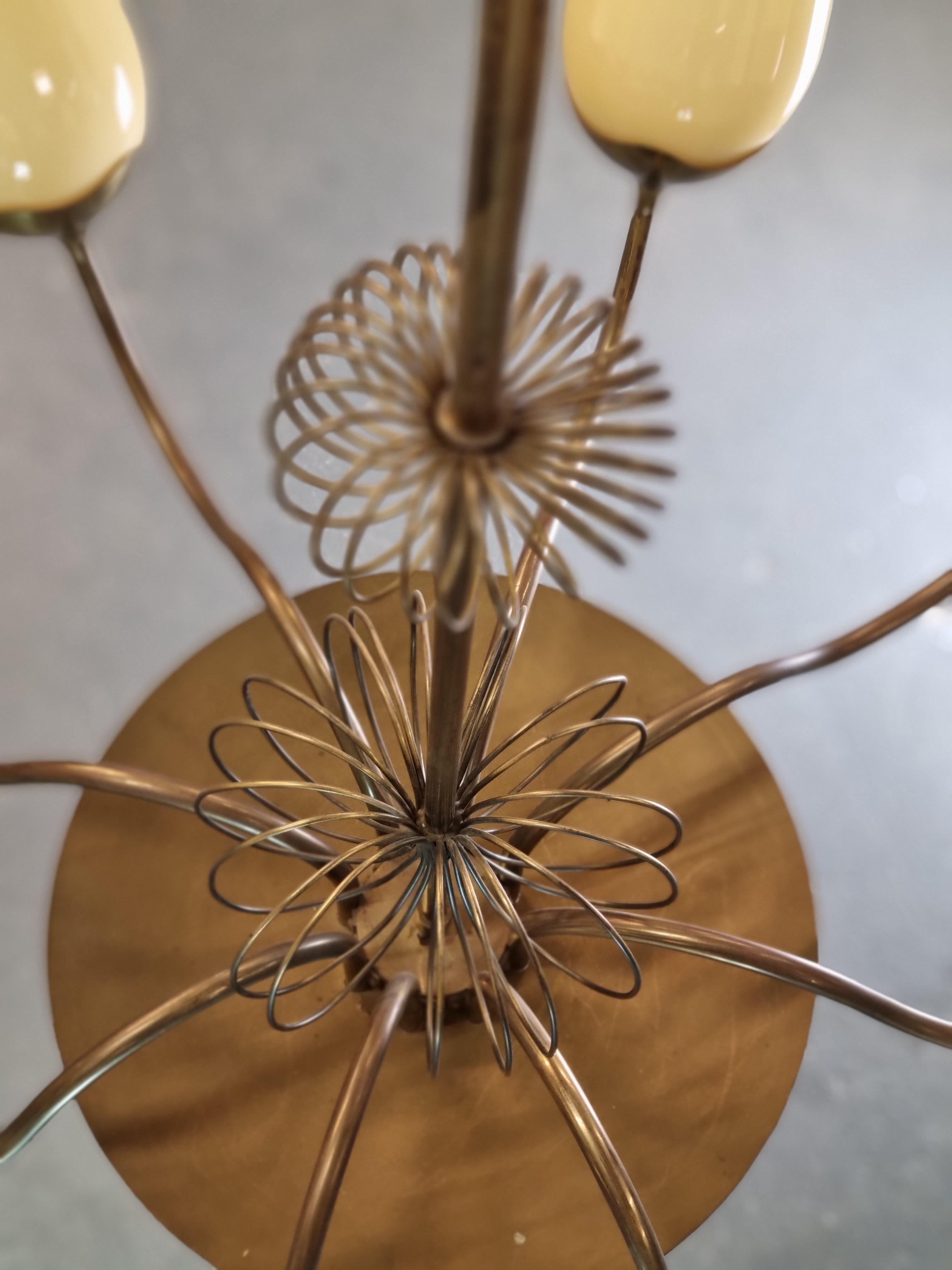 Mid-20th Century Paavo Tynell Pair Of Commissioned Chandeliers, Brass & Glass, Taito Oy 1950s For Sale