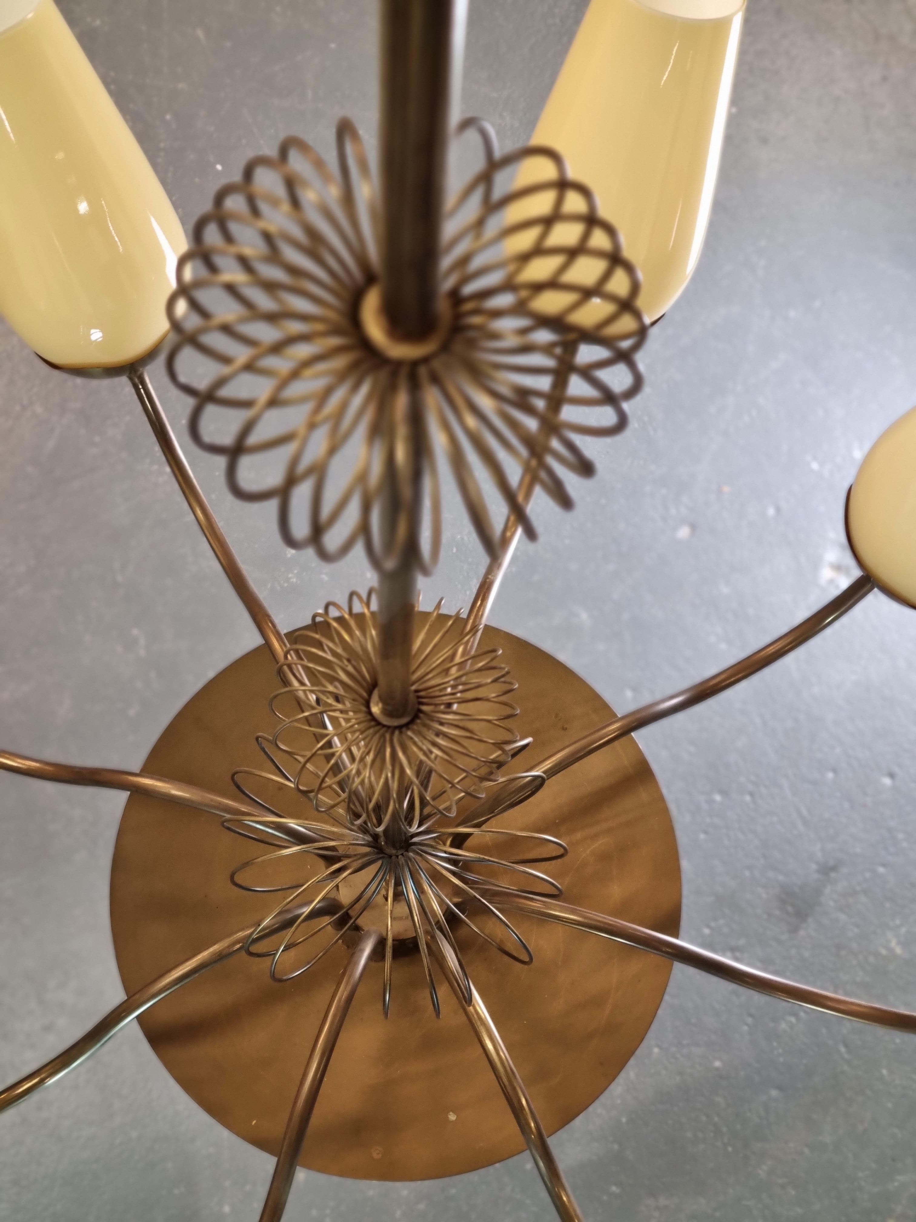 Paavo Tynell Pair Of Commissioned Chandeliers, Brass & Glass, Taito Oy 1950s For Sale 1