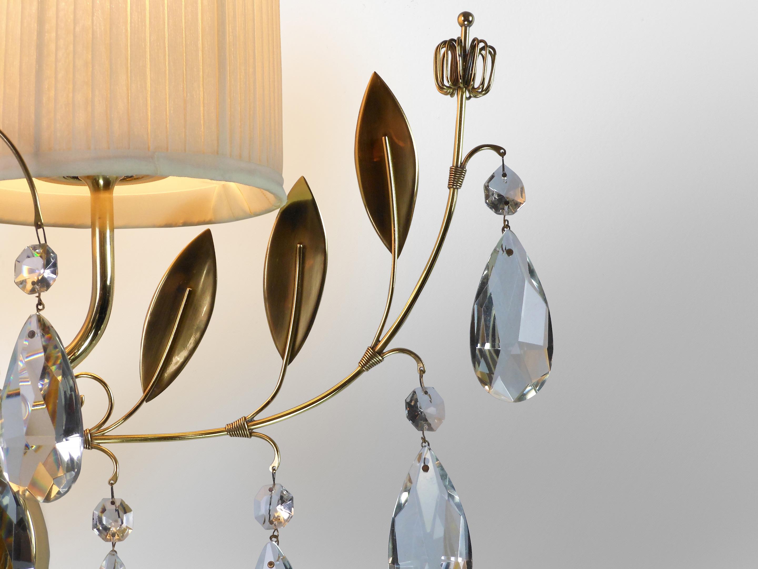 Paavo Tynell, a Single Finnish Crystal and Brass Sconces In Excellent Condition For Sale In New York, NY