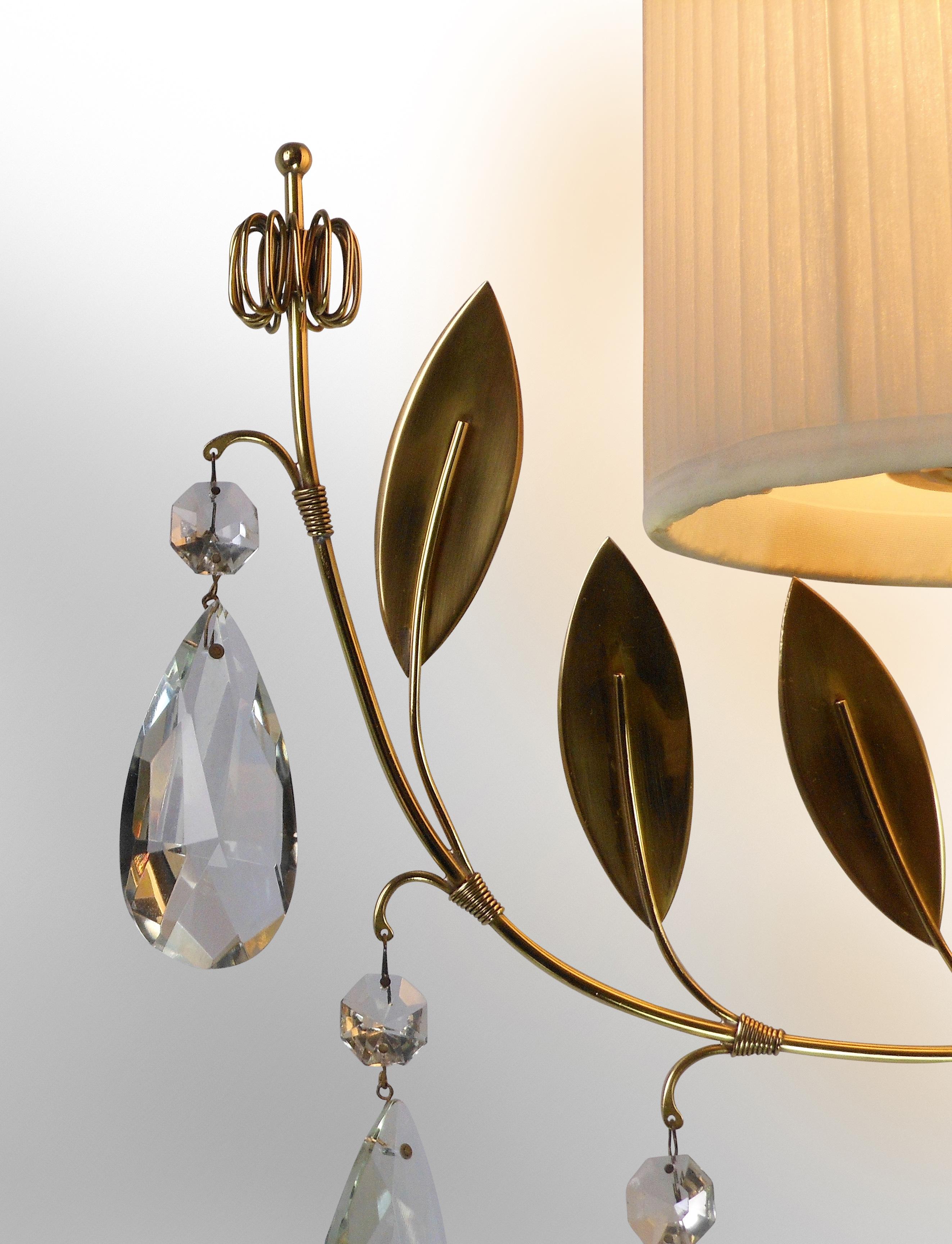 20th Century Paavo Tynell, a Single Finnish Crystal and Brass Sconces For Sale