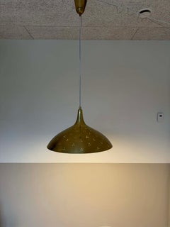 Vintage Paavo Tynell Perforated Brass Pendant Lamp, Model A 1965