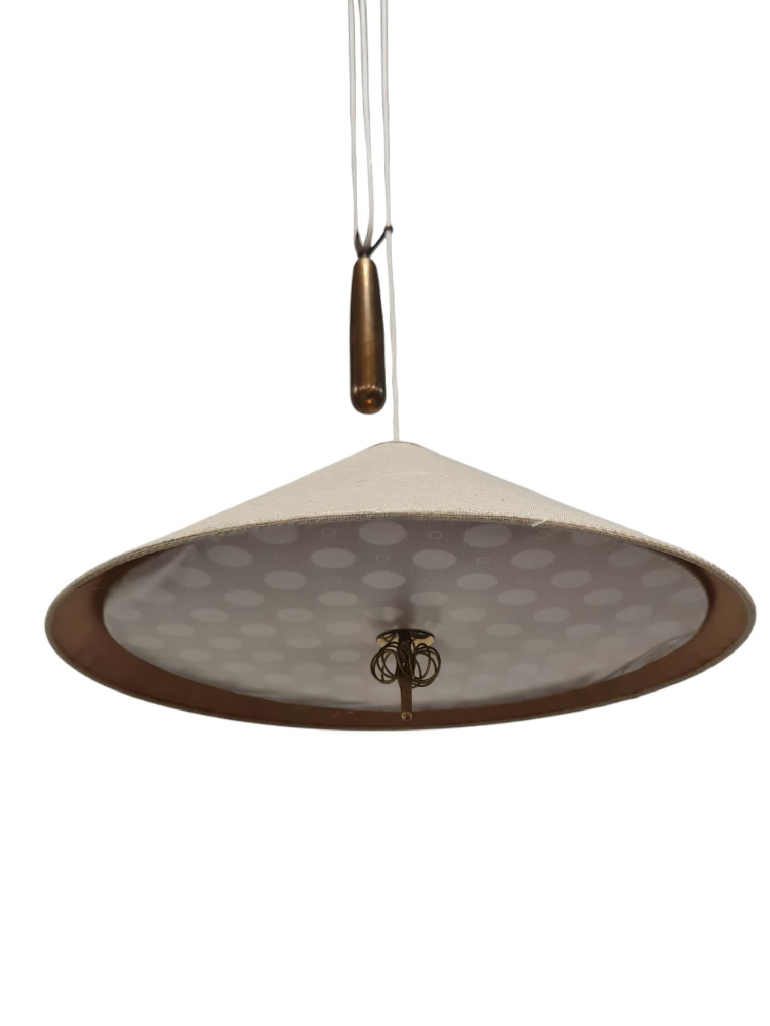 Brass Paavo Tynell Adjustable Ceiling Lamp 1967 in Original Condition, Taito 1950s For Sale