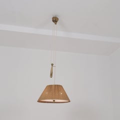 Paavo Tynell Adjustable Ceiling Lamp Model 1968 in Rattan, Taito 1940s