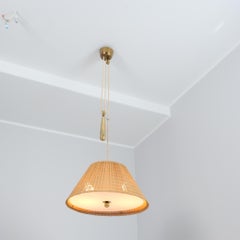 Paavo Tynell Adjustable Ceiling Lamp Model 1968 in Rattan, Taito 1950s