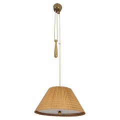 Lampada da soffitto regolabile Paavo Tynell Model 1968 in rattan, Taito 1950s