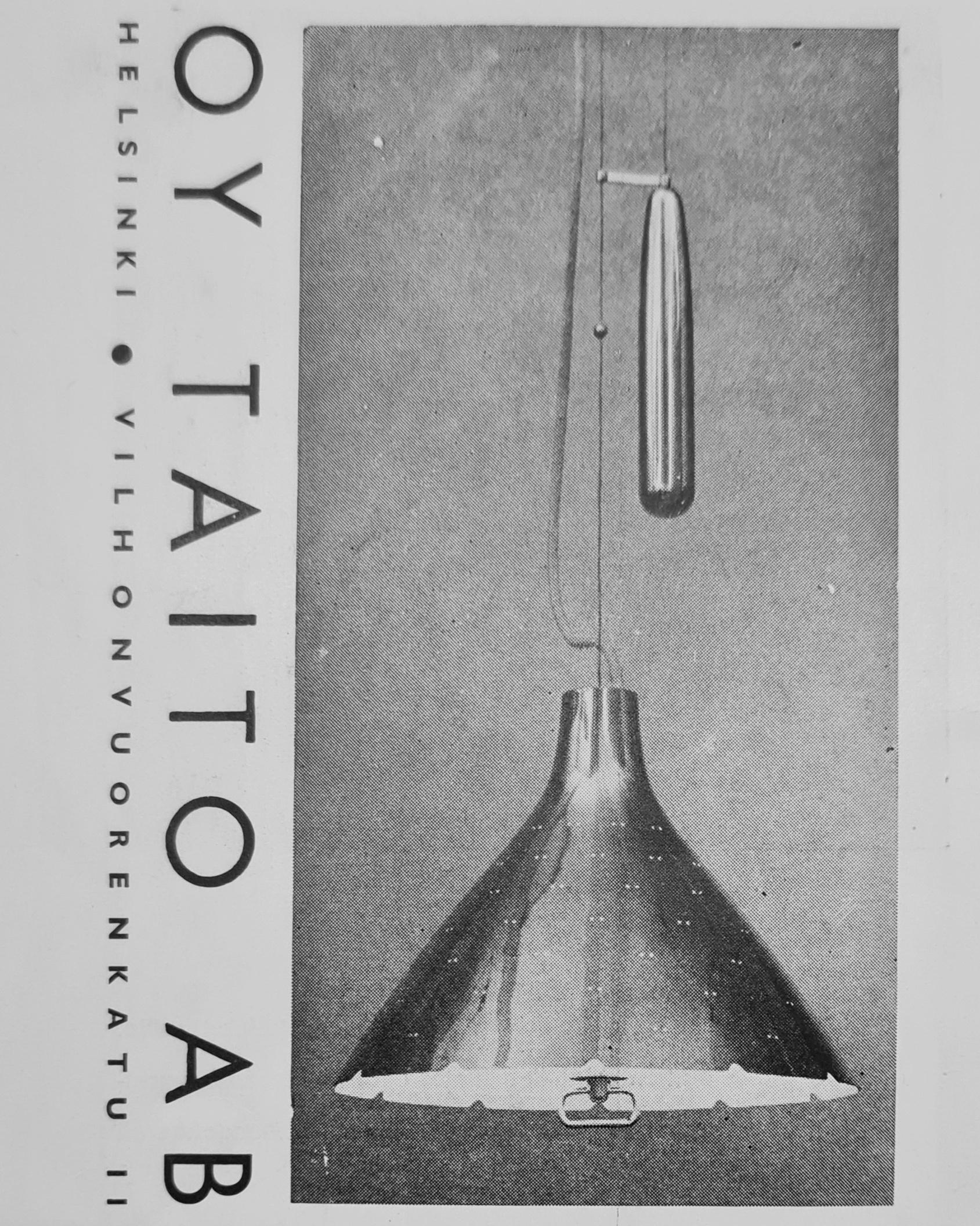 Lampada da soffitto regolabile Paavo Tynell A1982MS, Ottone pieno traforato, Idman 1950s in vendita 8