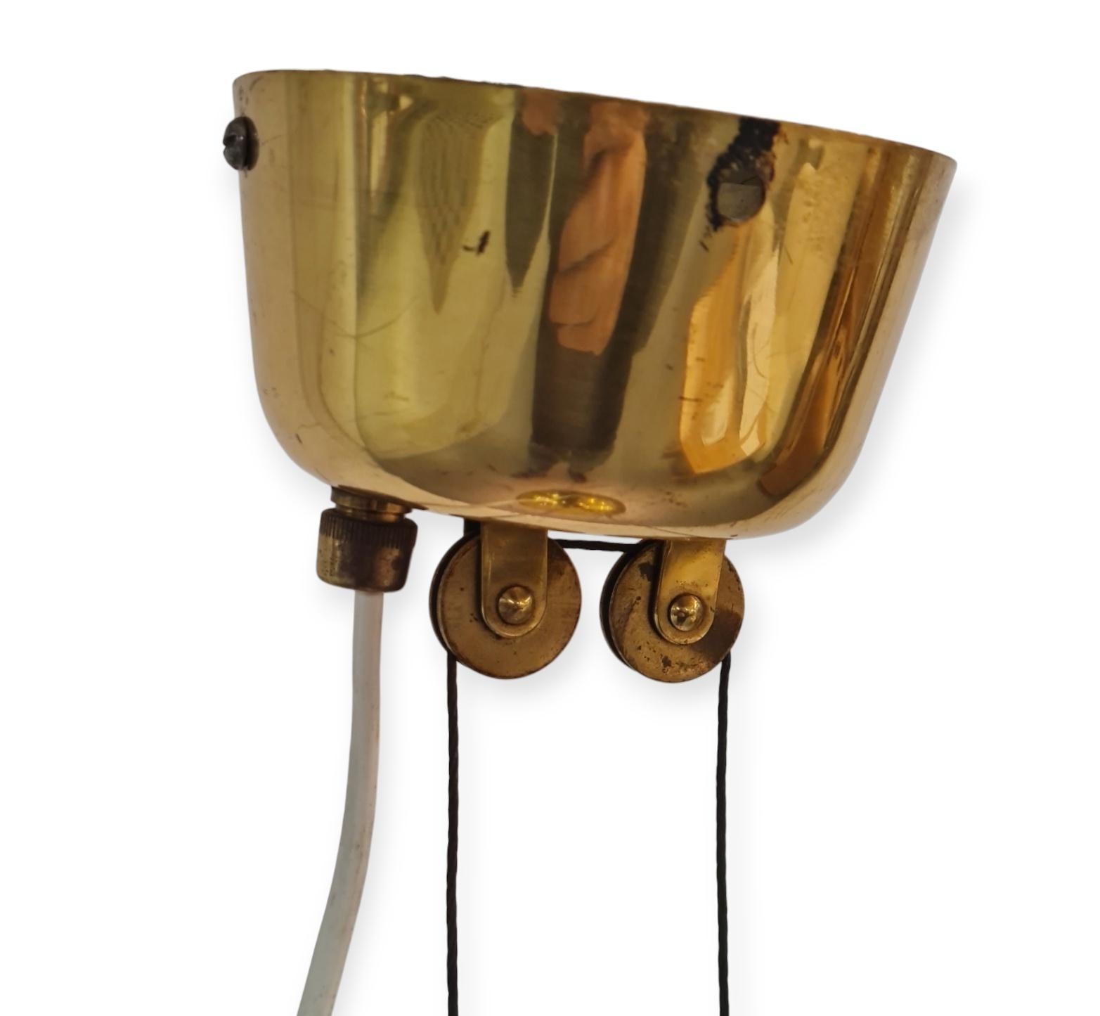 Paavo Tynell Adjustable Ceiling Lamp Model A1965 in Full Brass, Taito For Sale 4