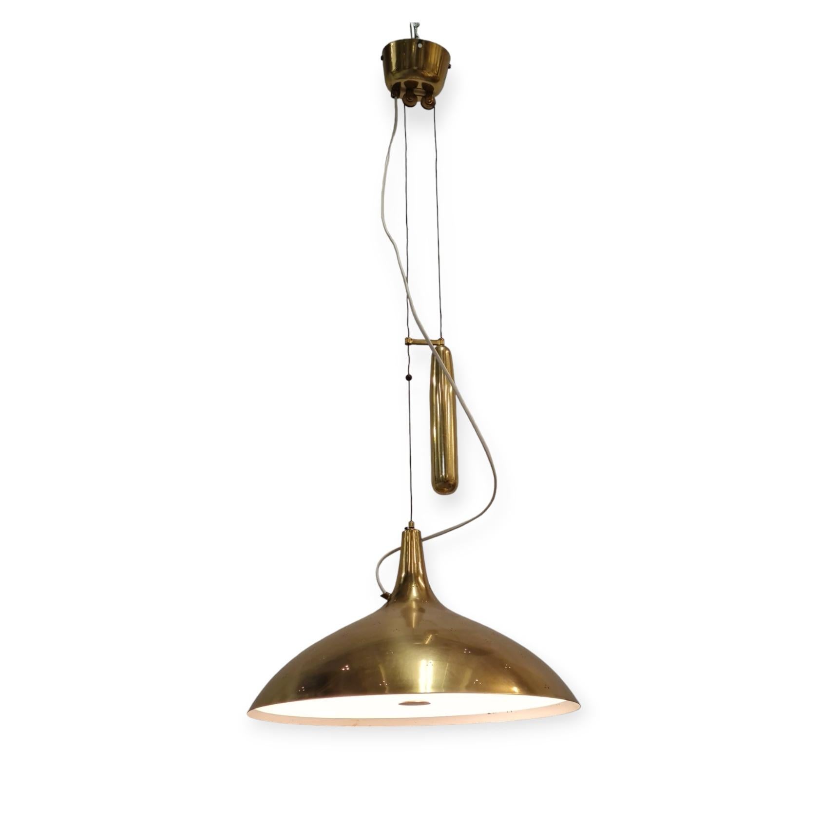 Paavo Tynell Adjustable Ceiling Lamp Model A1965 in Full Brass, Taito For Sale 6