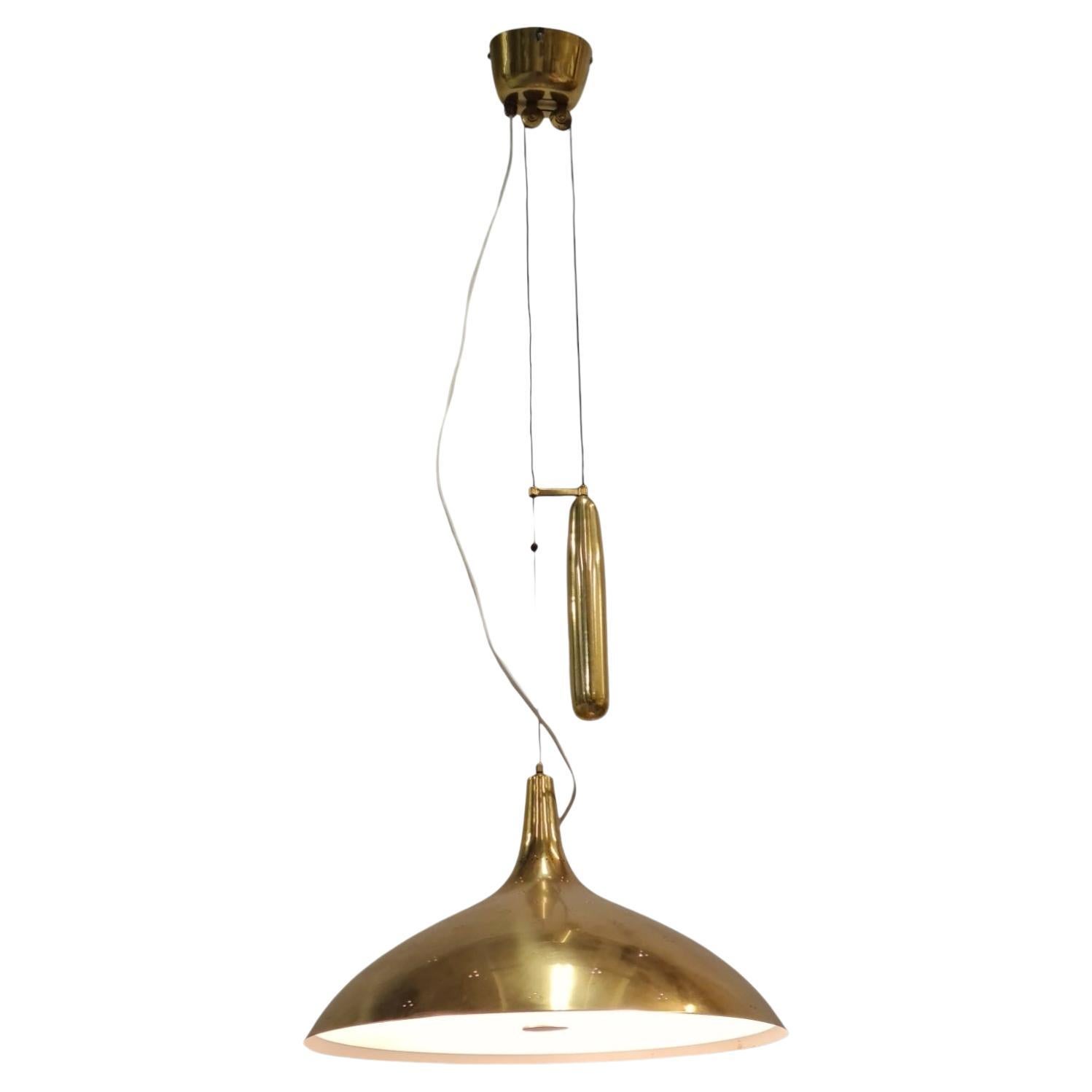 Paavo Tynell Adjustable Ceiling Lamp Model A1965 in Full Brass, Taito For Sale