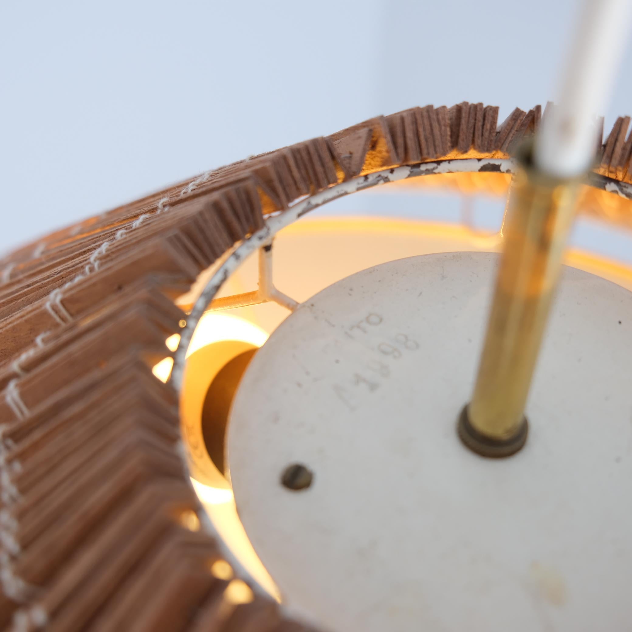 Paavo Tynell Adjustable Ceiling Lamp model A1998 in Brass, White & Rattan, 1950s For Sale 3