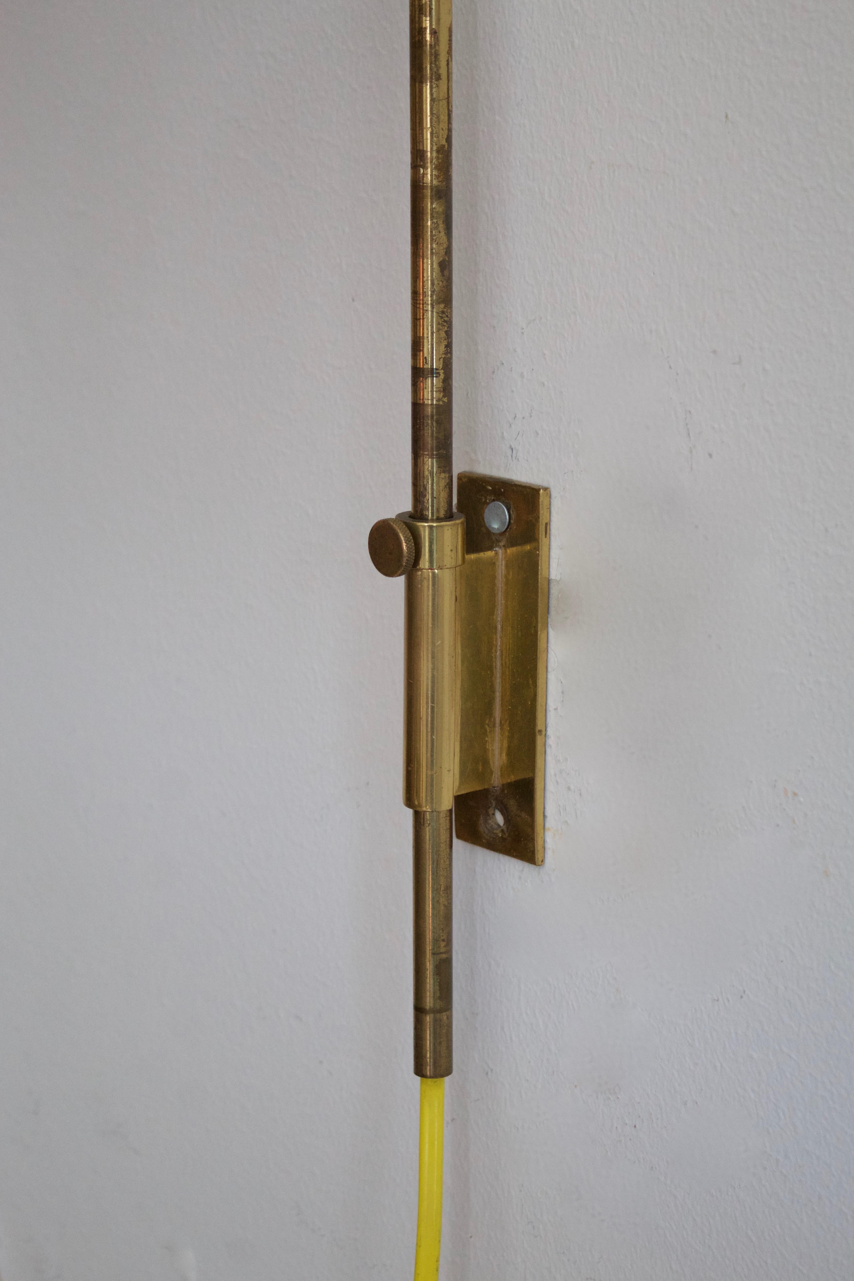 Paavo Tynell, Adjustable Wall Lights, Brass, Taito, Finland, 1950s In Good Condition In High Point, NC