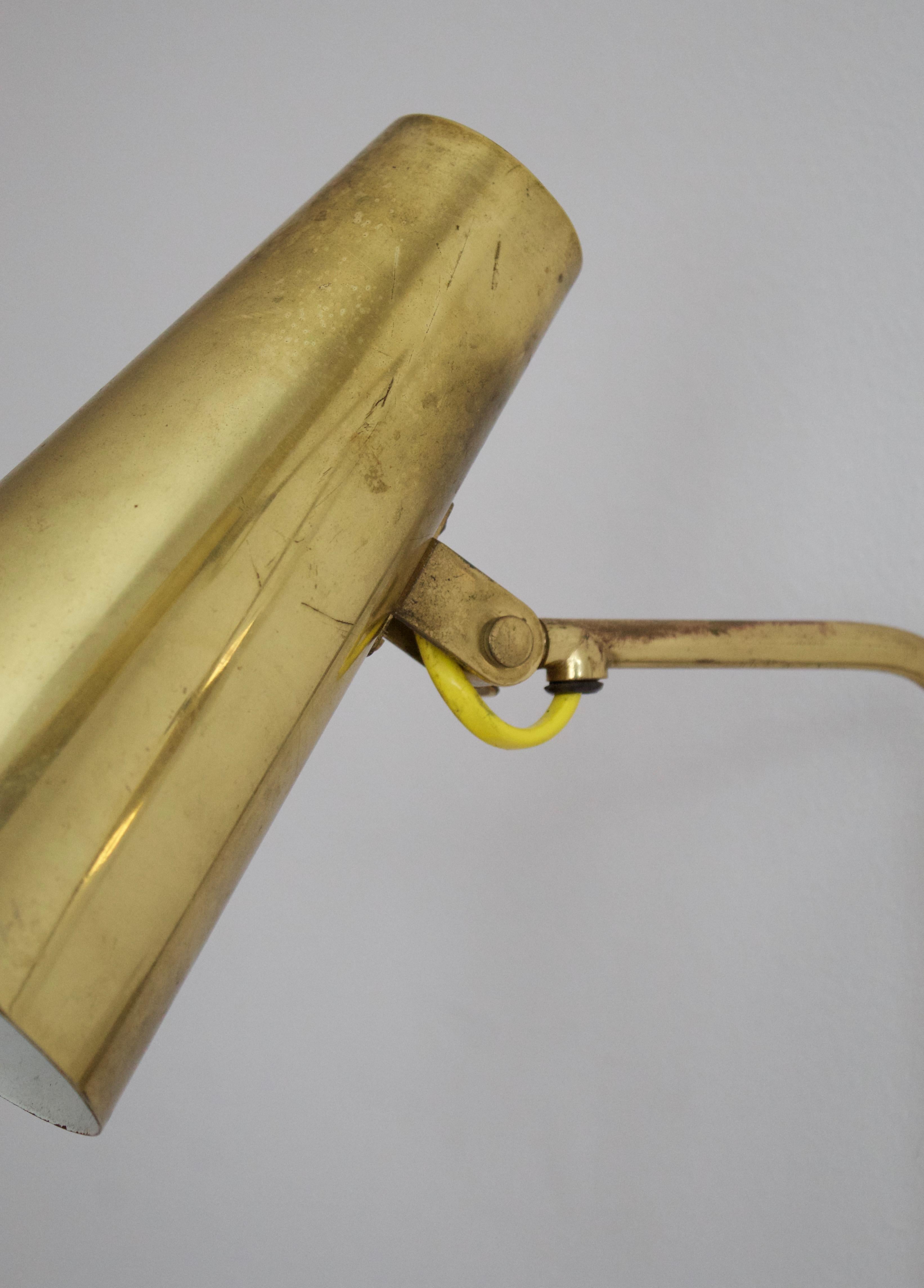 Mid-20th Century Paavo Tynell, Adjustable Wall Lights, Brass, Taito, Finland, 1950s