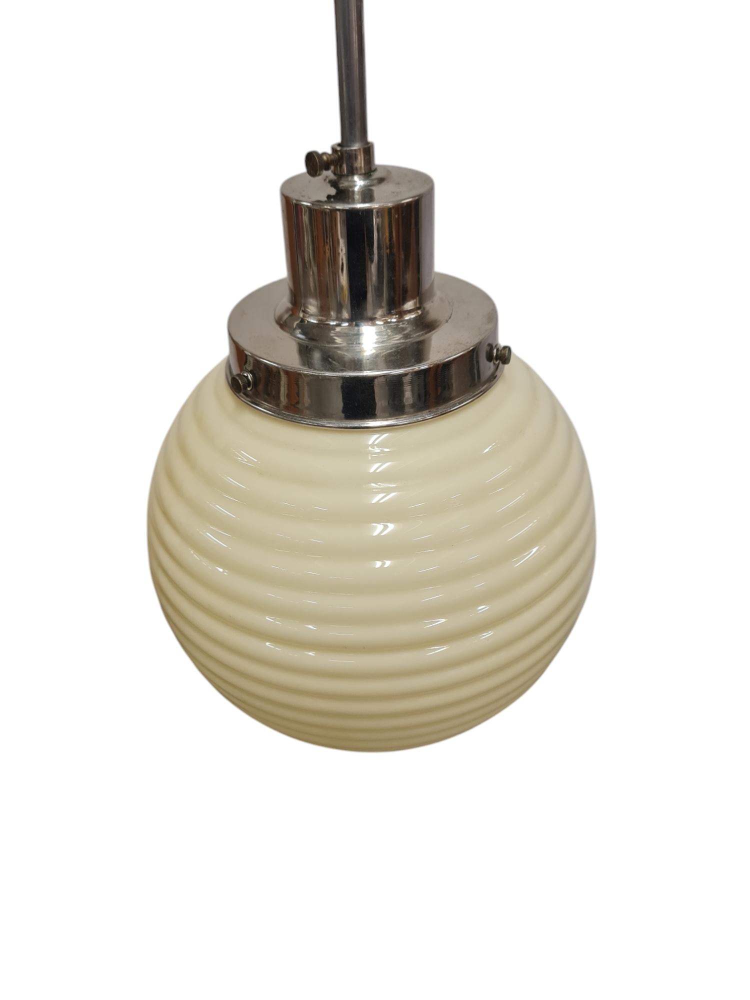 Mid-20th Century Paavo Tynell Art Deco Lamp 1601, Nikkled Brass & Opaline Glass, Taito 1930s For Sale