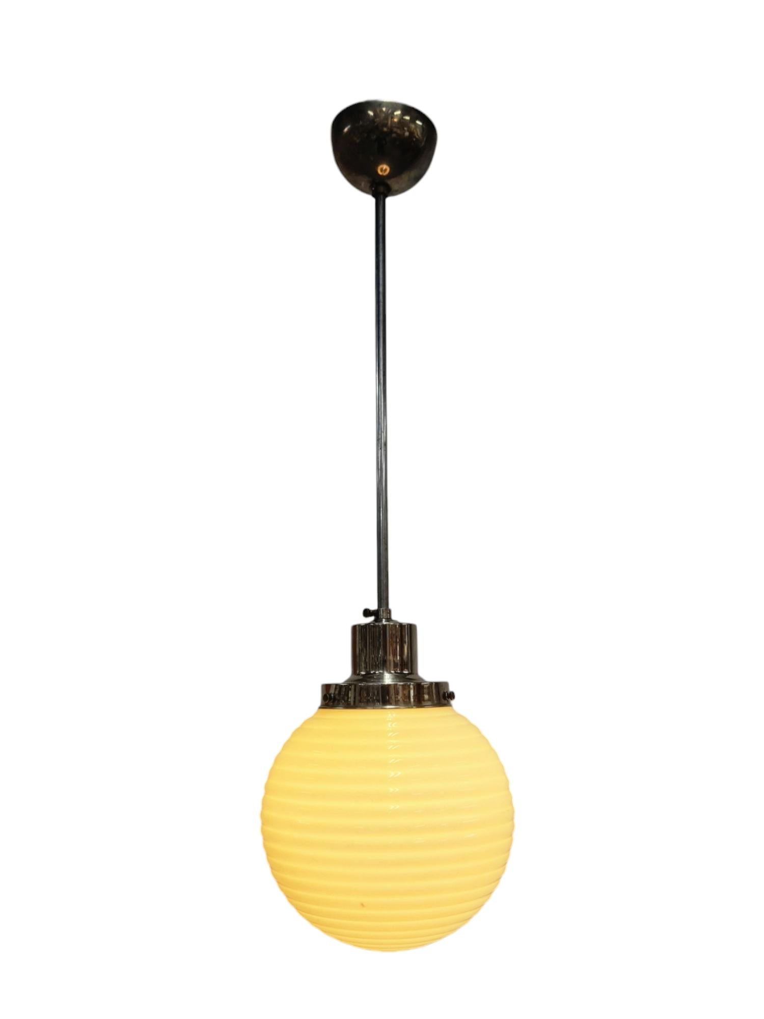 Paavo Tynell Art Deco Lamp 1601, Nikkled Brass & Opaline Glass, Taito 1930s For Sale 1