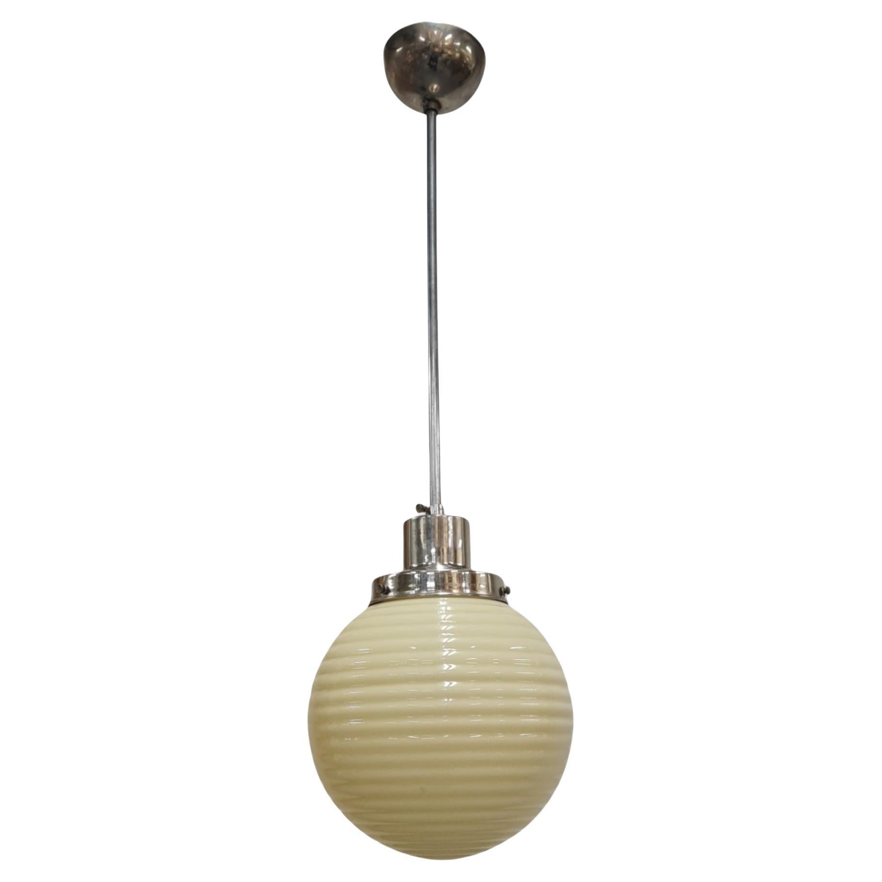 Paavo Tynell Art Deco Lamp 1601, Nikkled Brass & Opaline Glass, Taito 1930s For Sale