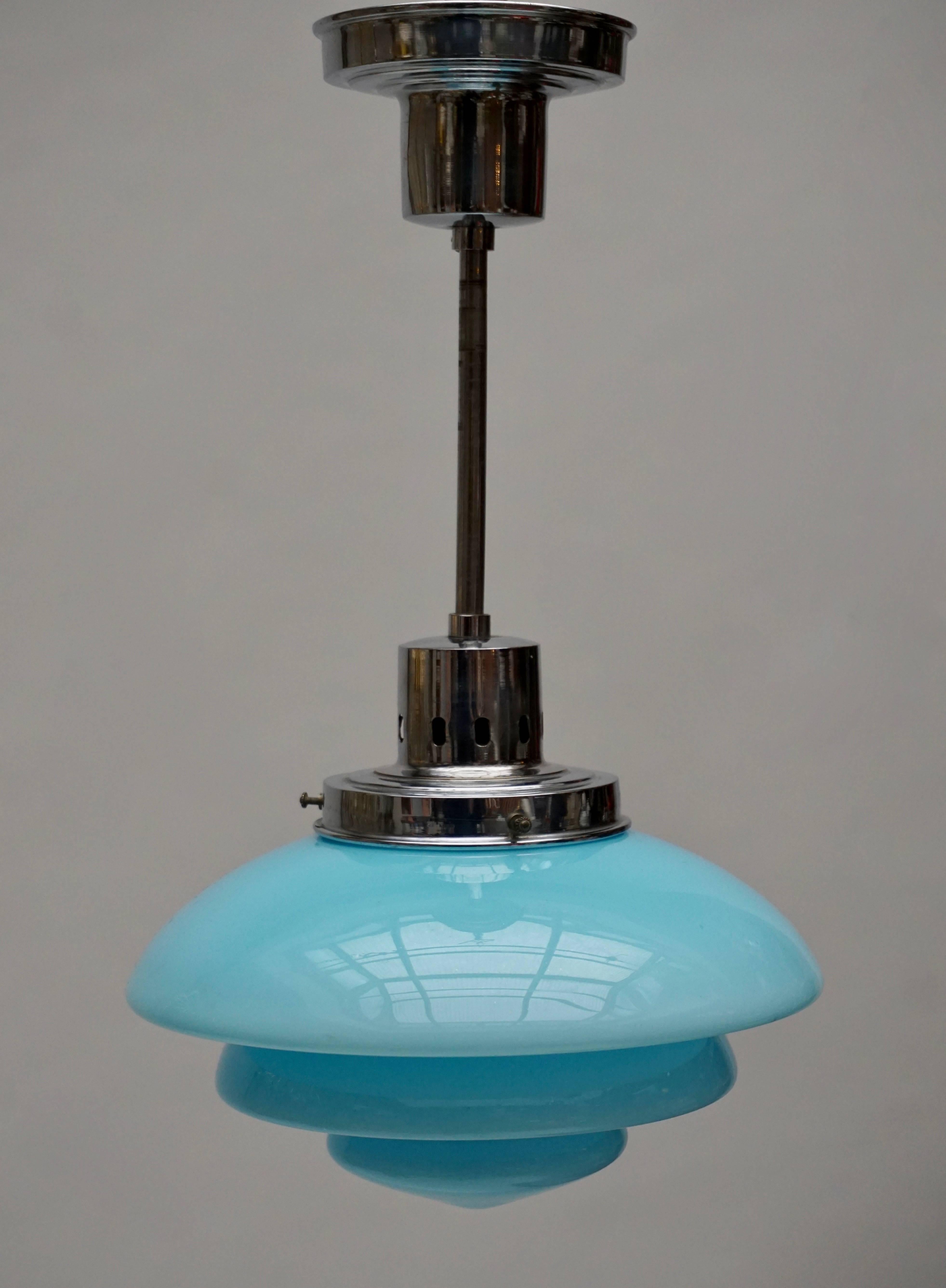 Finnish Paavo Tynell Art Deco Pendant Light in Glass for Taito Oy, 1940s