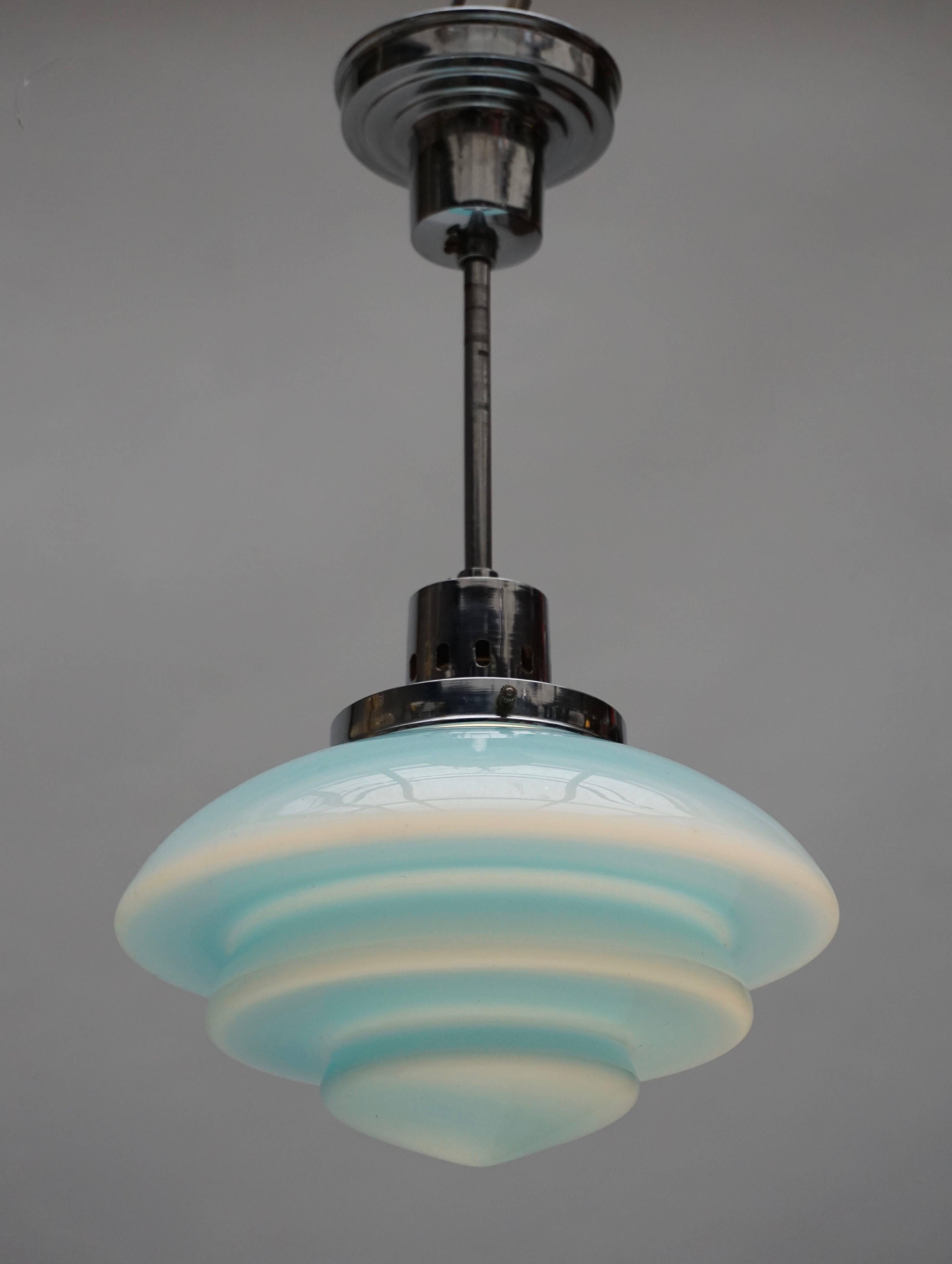 20th Century Paavo Tynell Art Deco Pendant Light in Glass for Taito Oy, 1940s