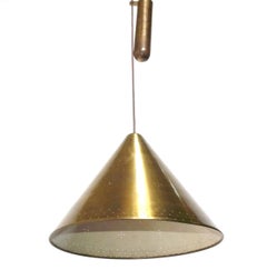 Paavo Tynell Attributed Brass Counterweight Chandelier Mid Century Danish Modern