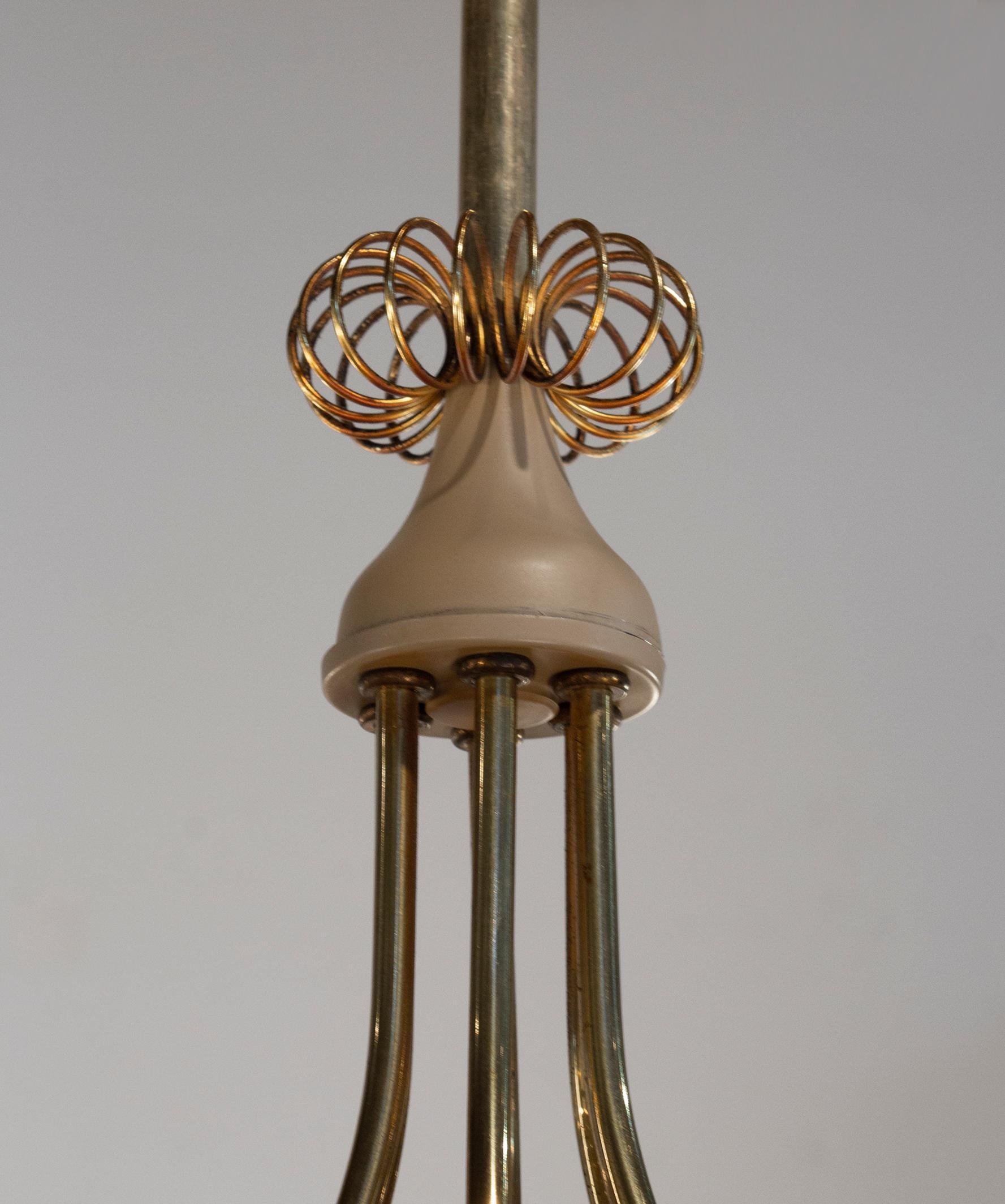 Paavo Tynell Ballerina Chandelier 12 Perforated Shades & Brass Ornamentation 6