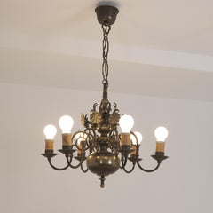 Paavo Tynell Pendentif de style baroque Model No No 1864 en laiton moulé, Taito 1950s