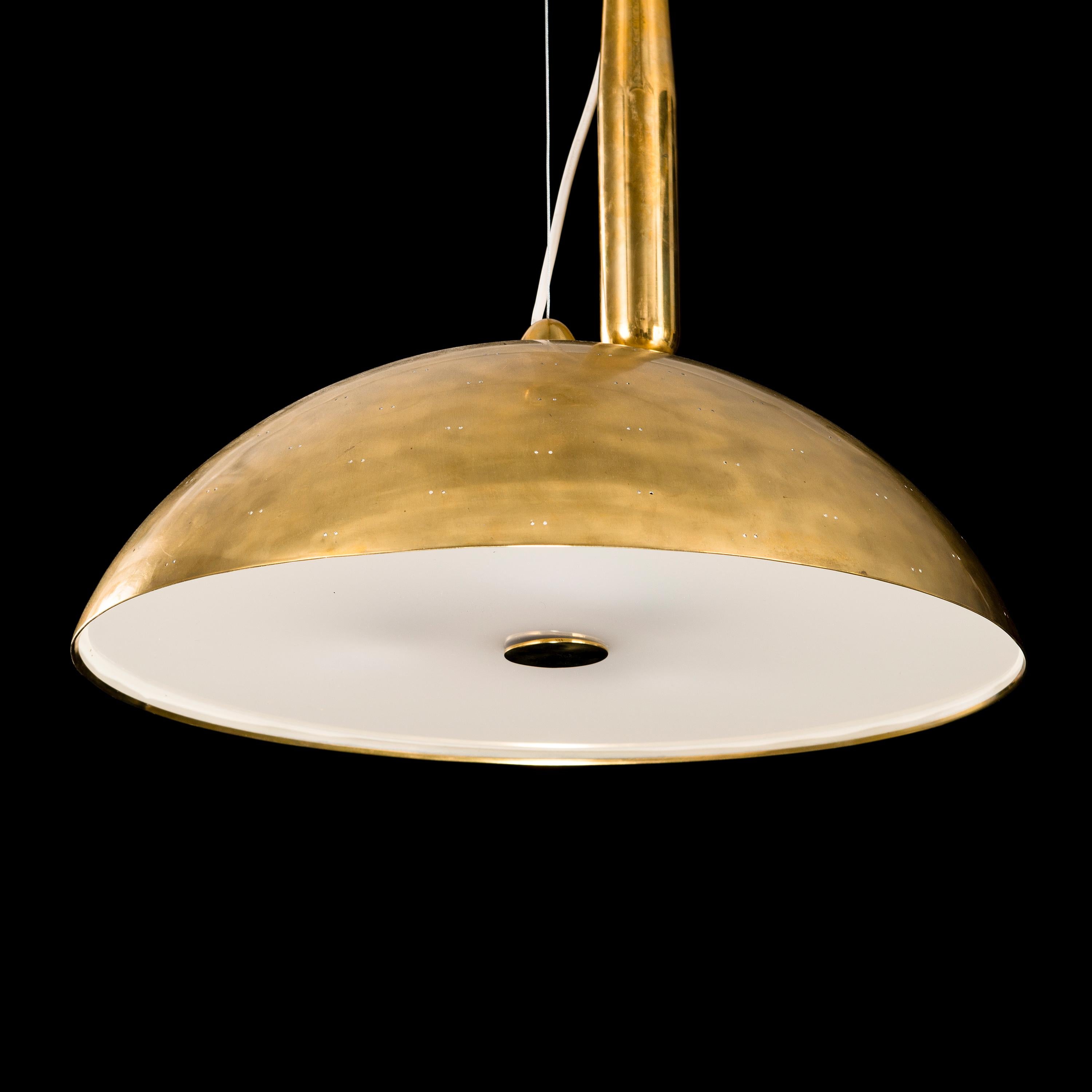Finnish Paavo Tynell Bras Pendant Light Mod 1965 with Adjustable Counterweight For Sale