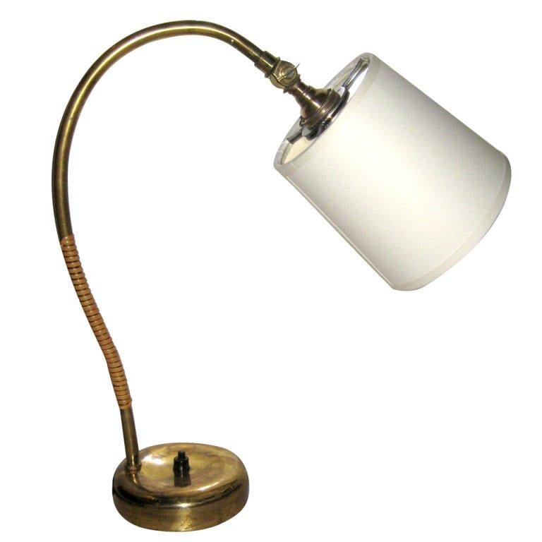 Paavo Tynell Brass and Cane Desk Lamp